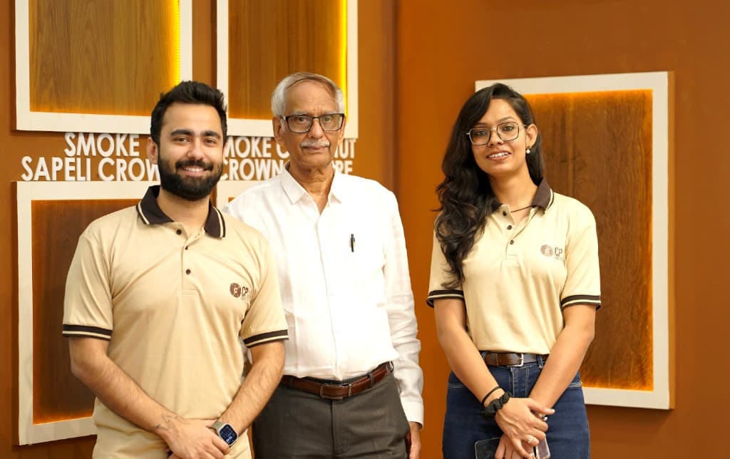 CP Ply representatives in front of the veneer display wall